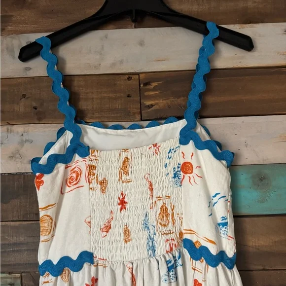 CeCe Women’s Dress with Blue and Orange Floral Pattern - Picture 5 of 6